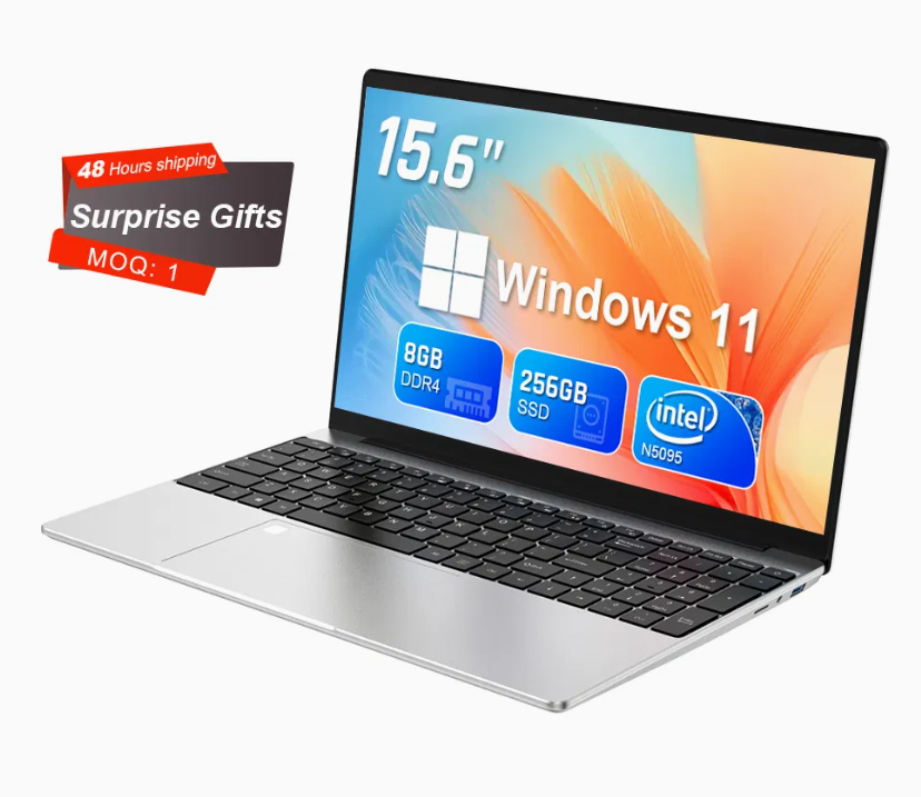 15.6" Windows 11 Laptop | Intel N5095 Processor | 8GB DDR4 RAM | 256GB SSD | Fingerprint Unlock | Backlit Keyboard