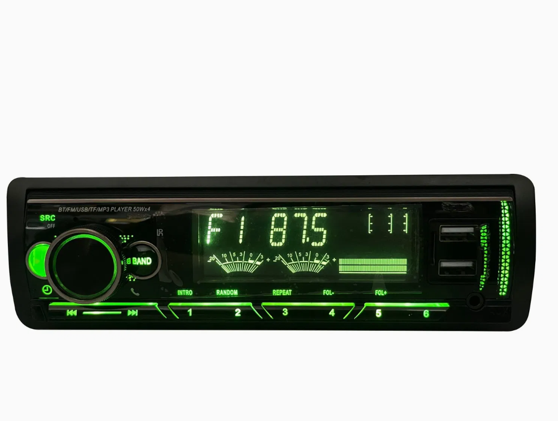 Single DIN Car MP3 Player with Bluetooth, FM/RDS Radio, Dual USB & Multi-Color LED Display